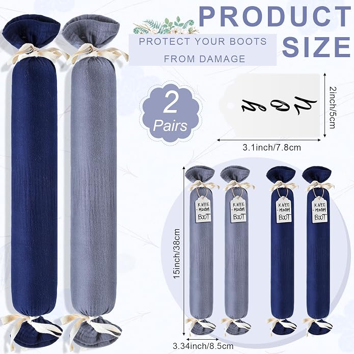 Maiteenly 2 Pairs Boot Shaper Stands with 8 Labels Cotton Tall Boot Inserts for Closet Organization