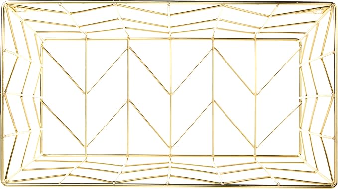 U Brands Desktop Hanging File Organizer, Gold Wire Metal Letter Size File Holder, Steel Wire Document & Folder Organizer for Office Desk, Home, Classroom