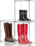 Clear Tall Boot Storage Box, Organizer for Ankle Boots and Booties | Fits Men/Women Shoes Size 15.Designed for ankle boots,short fashion boots.Clear stackable storage with dustproof protection.
