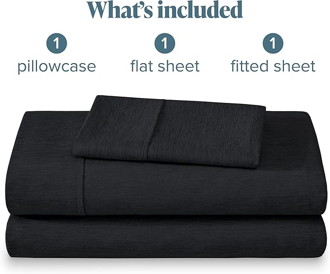 Bare Home Twin XL Sheet Set - 1800 Ultra-Soft Microfiber Twin Extra Long Sheets - Double Brushed - Deep Pockets - Easy Fit - Soft - 3 Piece Set - Bed Sheets (Twin XL, Heathered Black)
