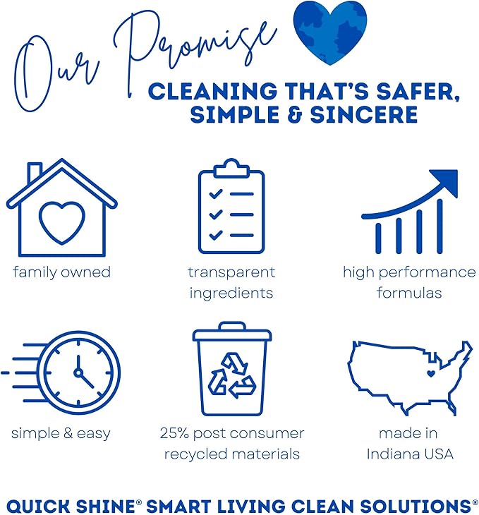 Quick Shine Multi Surface Floor Cleaner 27oz, 6Pk | Ready to Use-Streak Free- No Rinse | Use on Hardwood, Laminate, Luxury Vinyl Plank & Stone | Use in Spray Mops & Vac Mops | Safer Choice Cleaner