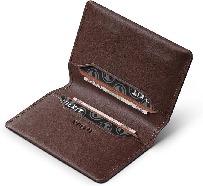 VULKIT Slim Minimalist Card Holder RFID Blocking Leather Credit Card Holder Front Pocket Wallet Magnetic Closure