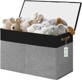 Bagnizer Large Toy Storage Box with Lids, Collapsible Sturdy Baby Storage Organizer Chest Bin Basket for Kids, Boys, Girls, Playroom, Nursery, Bedroom, Closet 25"x13"x16" (Gray and Black)
