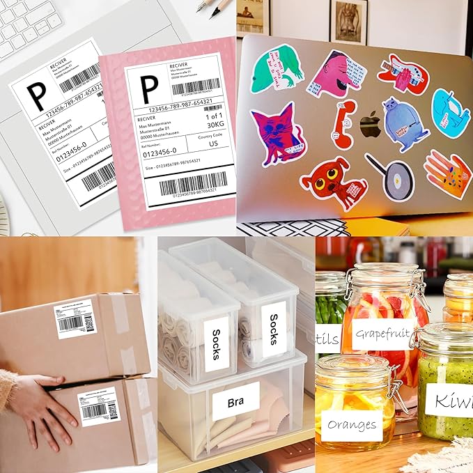 Full Sheet Sticker Labels, 8.5" x 11", 25 Sheets, 25 Labels, White Matte Paper, Compatible with Inkjet & Laser Printers