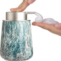 Enra Ceramic Foam Soap Dispenser, 12 oz Blue Foaming Soap Dispenser for Bathroom & Kitchen with Easy-to-Press Silver Pump（Blue Foam Type）
