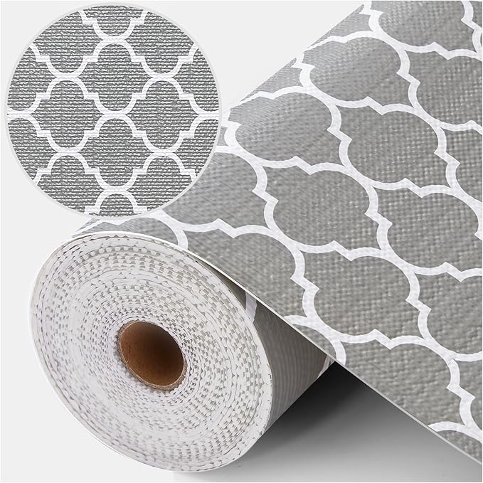 Coavas Shelf and Drawer Liner, Non Slip Extra Grip Non Adhesive Waterproof Thickened Cabinet Mat, Easy Cut for Kitchen Pantry Bathroom Dresser Cupboard (Gray, 17.5IN x 20FT)