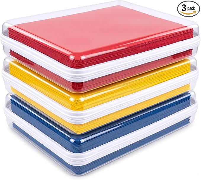 CoiiJoii 3PCS A4-Size Clear Hard Shell Zippered Case, Diaper Bag Organizing Pouches, Waterproof Cosmetic Bag, Kid's Toy Storage Organizer Bins, Pencil Case.