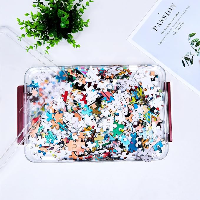 CATOOMUU 3-Pack 9x13 Shallow Flat Clear Plastic Project Case Storage Box | Stackable portable file boxes, organizer container for letter A4 paper, photos, documents, scrapbook, craft, art supplies