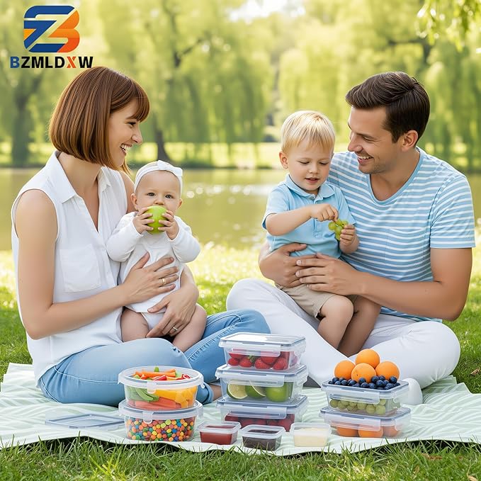 BZLMDXW 12-Pack Food Storage Container Set kitchen organizers Meal Prep Containers Lock Lids Reusable Plastic Lunch Box Snack Salad Containers 12 Boxes and 12 Lids Pantry and Kitchen Organization