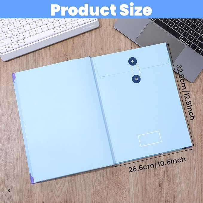 Important Document Organizer, Folders with Pockets, Folder with Labels Pockets, for Emergency Documents, Birth Certificates, Damage Resistant Folder,Passports, School & Offices (Blue)