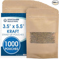 Spartan Industrial - 3.5" X 5.5" Kraft Resealable Stand-Up Pouches - Pack of 1000 Small Storage Bags for Smell-Proof Food Storage and Packaging, Pet Treats, Cosmetics, and More