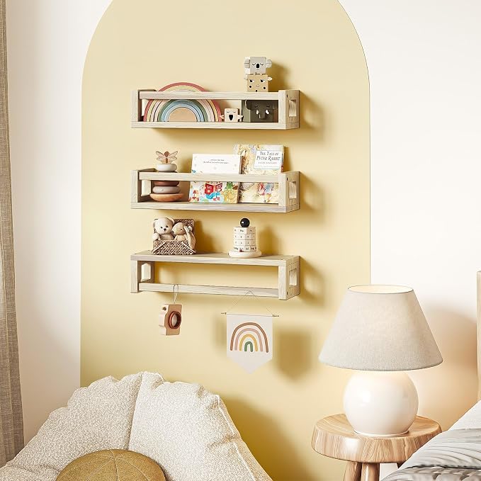 TidyCorner Upgraded Thick Floating Shelves, Solid Wood Bookshelf for Wall, Floating Book Shelves Use as Wall Shelves for Bedroom, Living Room, Kitchen, Books, Spice Rack & Decor – Natural Poplar