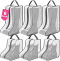 6Pack Boot Bags for Cowboy Boots, Boot Storage Organizer for Tall Boots, Cowboy Boot Storage with Clear Bag, Cowboy Boot Bag & Boot Storage Bag for Travel, Suitable for travel and Daily Use (Gray)