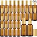 Roshtia 30 Pcs Glass Spray Bottle Clear Empty Bottles Small Refillable Reusable Perfume Bottle with Fine Mist Sprayer Pump for Face Body Travel(3.4 oz,Amber)