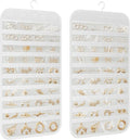 Hanging Jewelry Organizer 80-Pocket Double-Sided Storage, 1-Pack, White | Foldable clear PVC 80-pocket storage; swivel hook fits walls, doors & rods to organize earrings, necklaces, bracelets & rings