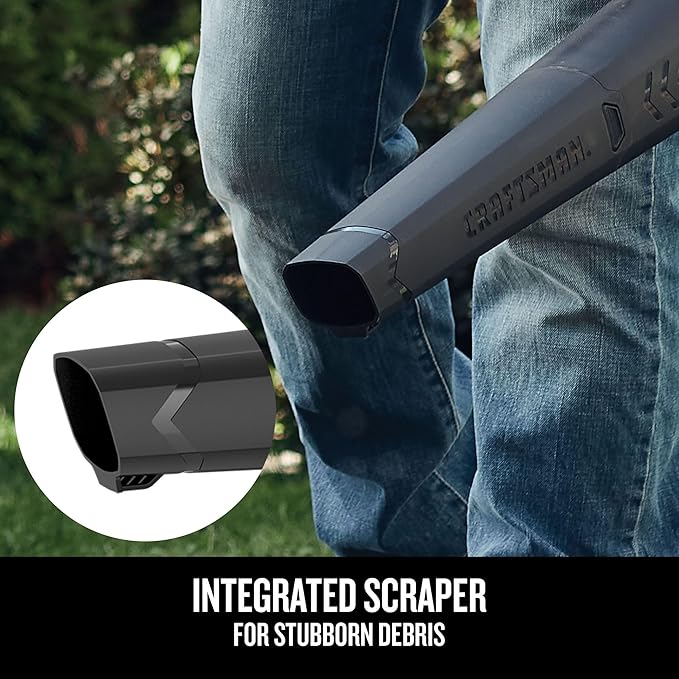 CRAFTSMAN V20 Leaf Blower Cordless with 4.0 Ah Battery and Charger, 90 MPH 200 CFM, Integrated Scraper, Lightweight, Easy Operation Handheld Blowers for Lawn Care (CMCBL710M1)