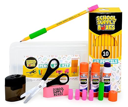 School Supply Boxes | K-5 Bundle (1 Box) | Back to School Essentials Kit for Students & Teachers | Includes Wide-Ruled Paper Products, Crayons, Markers, Colored Pencils, & More