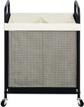 STO STO Laundry Hamper 2 Section, 100L Rolling Laundry Sorter Cart with Removable and Washable Liner Bag, Clothes Hamper with Wheels and Metal Handle for Laundry Room and Bedroom
