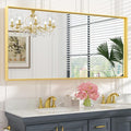 Keonjinn Brushed Gold Bathroom Mirror 60" x 30", Metal Framed Rectangular Gold Wall Mirror, Modern Farmhouse, Aluminum Alloy, Square Corner Rectangle Bathroom Vanity Mirrors(Horizontal/Vertical)