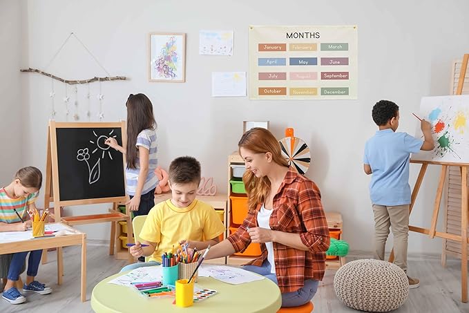 Classroom Wall Banner Decor-Teacher Gift-Inspirational Back to School Wall Art Flag Decor-Months-Hanging Canvas Banner for Classroom Reading Corner Homeschool Teacher Office Reading Corner