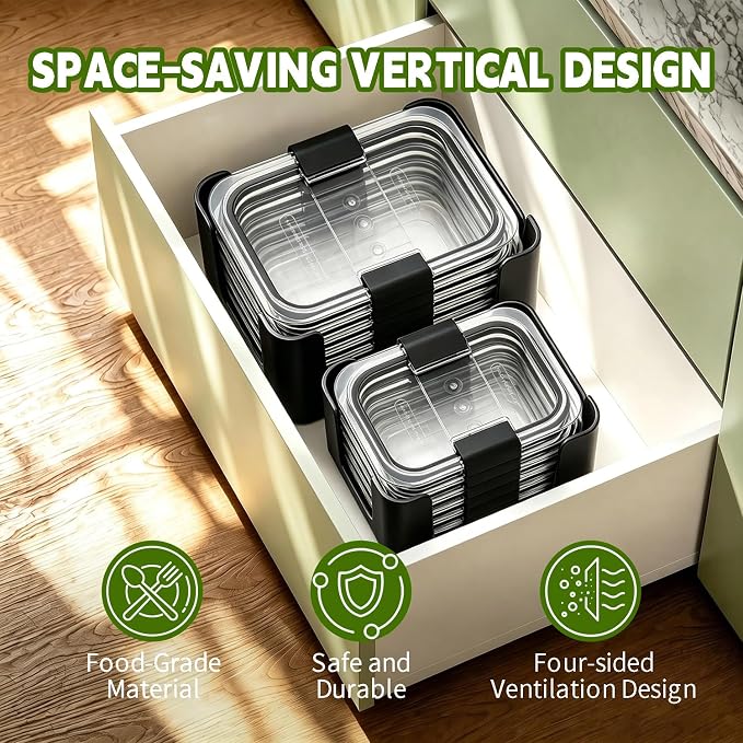 Food Storage Container Lids Organizer for Rubbermaid Brilliance Nap-On Lids,Lid Organizer for Kitchen Cabinet Storage - Fits 3.2, 4.7 & 9.6 Cups - Holds 16 Lids (Black,2-Piece Bundle)