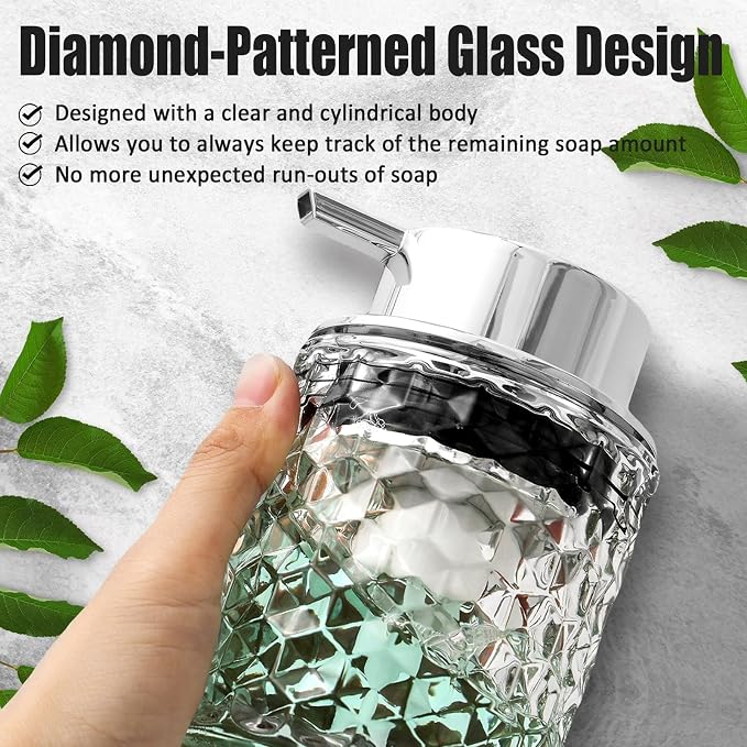 Malachi Foaming Hand Soap Dispenser, Refillable Clear Glass Foam Pump Bottle for Hand Soap, Dish Soap, Body Wash, Shampoo, Facial Cleanser & Baby Wash, Multi‑use for Bathroom, Kitchen & Commercial Use