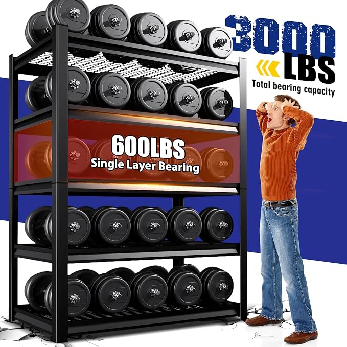 72"Hx59"Wx20"DGarage Shelving-2500 lbs 5 Tier Storage Shelves,Adjustable Heavy Duty Metal Shelving Unit and Storage Large Wire Rack,Utility Steel Shelf for Warehouse Industrial Pantry Basement