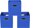 Dark Blue Fabric Storage Bins, Set of 3, 11x11x11, Foldable Cube Bins for Cloth or Accessory Storage