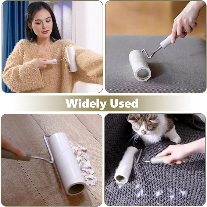 Extra Sticky Large Surface Lint Roller,6.3'' Giant Lint Roller for Pet Hair,5 Rolls 450 Sheets,Long Handle Lint Remover,Easily Remove Carpets, Clothes, Couch and Curtains Dust