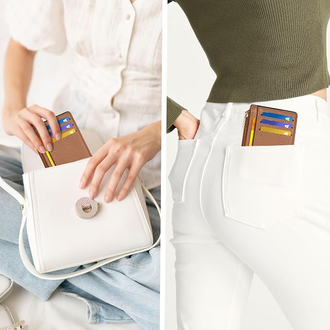 Tipmile Womens Credit Card Holder Wallet, Small Slim RFID Blocking Sleeve | Mini Tiny Cute ID Case, Minimalist Zipper Pocket Wallet, Thin Coin Purse, Mothers Gift