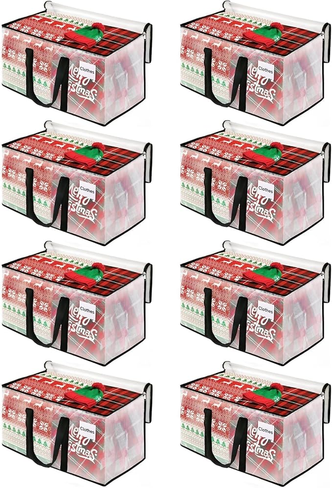 BlissTotes Moving Bags, 125L 8-Pack Storage Bags, Moving Box Heavy Duty Extra Large, Moving Totes with Zipper, Large Packing Bag with Reinforced Handles, Boxes for Packaging Moving