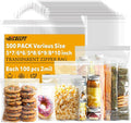 5 Various Medium Size Zip Bags Bulk, each 100x, 2mil Thick Food Grade Reclosable Baggies for Storage