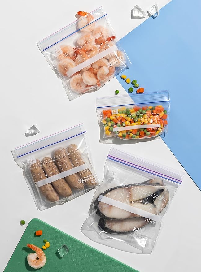 24/7 Bags- Sandwich Freezer Bags, 240 Count with Expandable Bottom and New Calendar Feature