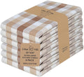 Urban Villa Kitchen Towels Set of 6 Buffalo Checks Taupe/Chocolate/Ivory 20X30 Inches Kitchen Towels 100% Cotton Highly Absorbent Premium Quality Ultra Soft Bar Tea Towels with Mitered Corners