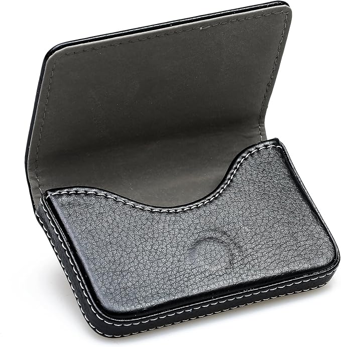 RFID Blocking Wallet - Minimalist Leather Business Credit Card Holder - Black