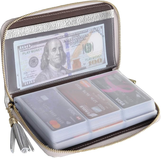 Easyoulife Credit Card Holder Wallet Womens Zipper Leather Case Purse RFID Blocking
