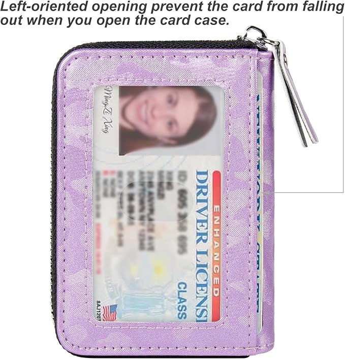 Credit Card Wallet, RFID Card Case Wallet, Zipper Card Cases Holder for Men Women, RFID Blocking, KeyChain Wallet, Compact Size Card Organizer Case for Women