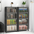 UAMFURI Stackable Storage Bins with Lids, 384QT Closet Organizers, Lockable Storage Cabinet, Foldable Storage Box with Doors and Wheels, Plastic Drawers for Home, Garage, Office (8, Black, Medium)