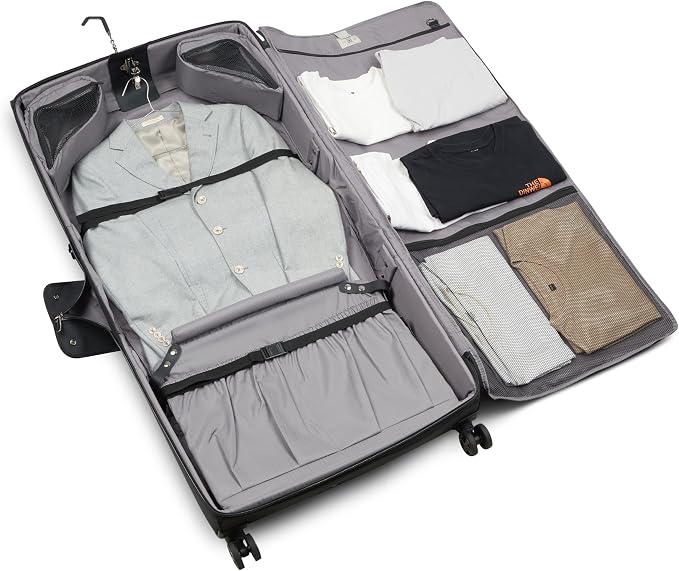 DELSEY PARIS Helium DLX - Rolling Garment Bag with Spinner Wheel - Lightweight Travel Garment Bag - SECURITECH Zip - Suit and Dresses Rolling Travel Bag - Checked Size, Black