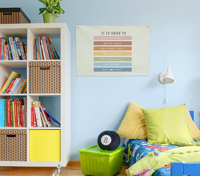Classroom Wall Banner Decor-Teacher Gift-Inspirational Back to School Wall Art Flag Decor-It is Okay to Make Mistakes-Hanging Canvas Banner for Classroom Reading Corner Homeschool Teacher Office
