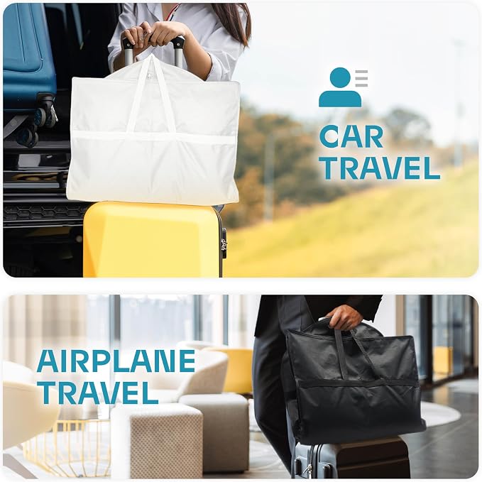 43" Travel Garment Bag with Accessories Zipper Pocket, Heavy Duty Suit Bag for Suits, Tuxedos, Dresses, Coats, White, 1 pack