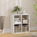 4 Cube Storage Organizer, 2x2 Cube Bookshelf, Cubby Storage Shelf, Wooden Organizer Shelf with Thickened Boards, for Closet Bedroom Home Office Living Room, 25.12" L x 9.37" W x 25.12" H, White