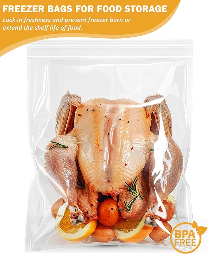 Large Storage Bags with Zipper Top, 5 Gallon Bags 18" x 24", Resealable Plastic Bag, Jumbo Freezer Bag for Food, Clothes, Travel, Moving, 3.1-mil Thick, Pack of 25
