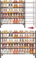 Tajsoon Expandable Shoe Rack for Closet 5 Tier, 28“-41“Stackable, Bronze | Adjustable Shoe Organizer Closet Shoe Rack Floor, Metal Shoe Shelf Storage for Entryway, Closet, Garage, Front Door Entrance
