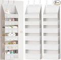 Criusia 2 Pack Over the Door Organizer, Heavy-Duty 6-Shelf Hanging Storage with 13 Mesh Pockets, 55lbs Capacity Behind the Door Storage for Nursery, Bathroom, Bedroom, and Dorm, White