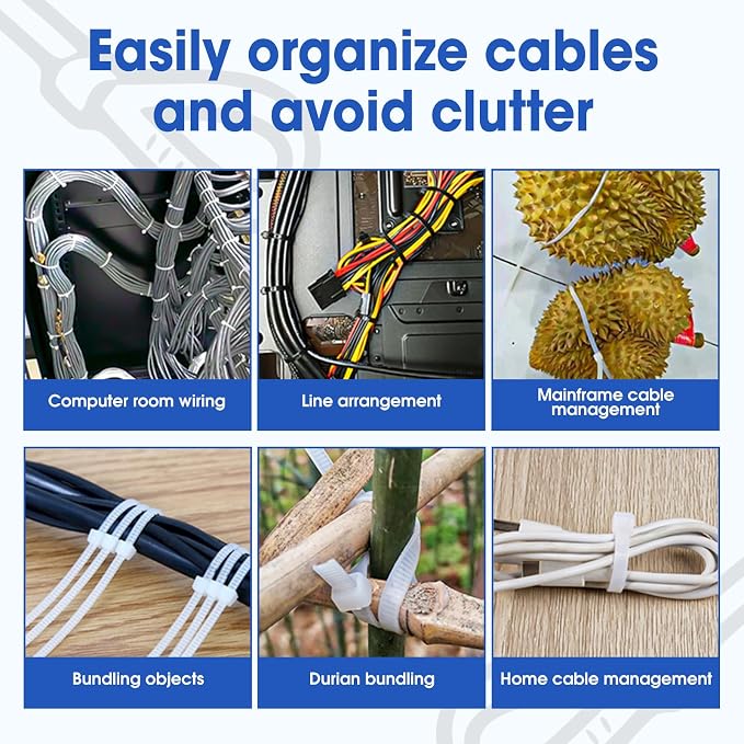 12 Inch 2000 PCS Zip Ties, Cable Ties 50lbs Tensile Strength, Black Zip Ties for Indoor and Outdoor Use, UV Resistant Wire Ties