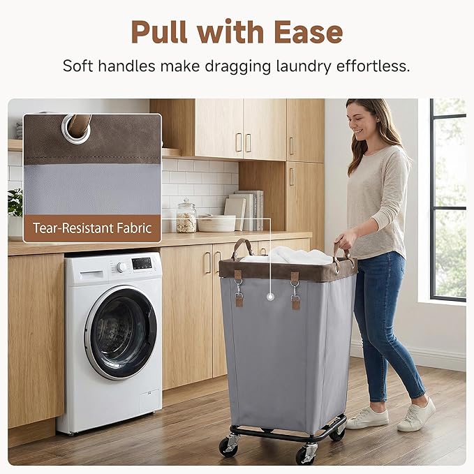 StorageWorks Laundry Basket with Wheels for Clothes, 160L Slate Hamper Cart