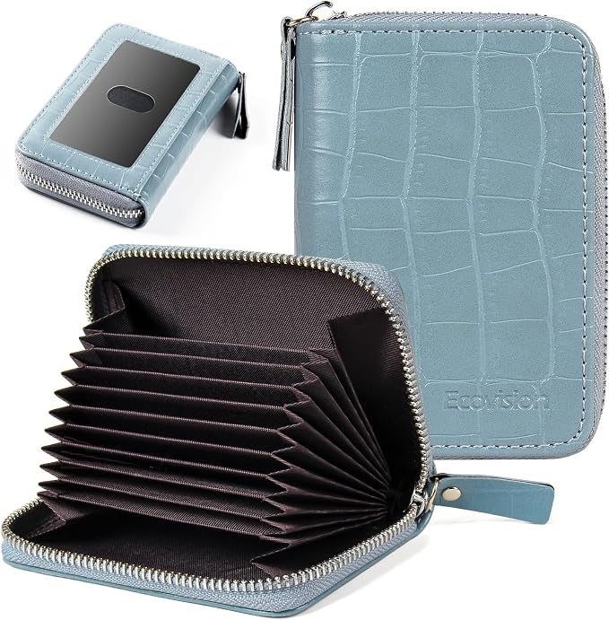 Credit Card Wallet, RFID Card Case Wallet, Zipper Card Cases Holder for Men Women, RFID Blocking, KeyChain Wallet, Compact Size Card Organizer Case for Women