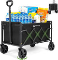 Hikenture Collapsible Wagon Cart with Wheels, 220 lbs Foldable Wagon | 9 lbs Lightweight Portable Utility cart, All Terrain Folding Wagon for Grocery Shopping, Garden, Sports, Camping, Daily Use