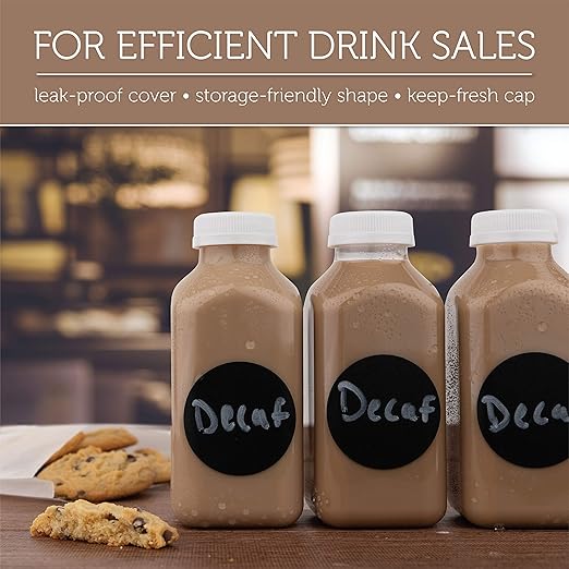 Disposable Juice Container with Caps, 12 Oz Reusable, Clear & Empty Smoothie Bottle For Grab & Go Drink & Juicing Journey, 48 Pack BPA-Free Plastic Water Bottles, Handy, Leak-Proof Beverage Containers